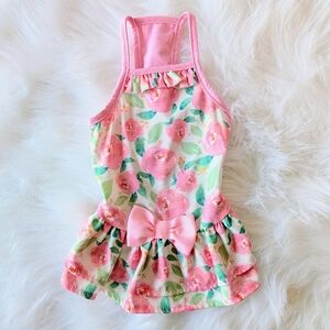 Floral Pink and Green Dog Dress